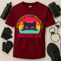 Funny Cute Retro Introverted But Willing To Discuss Cats Cooling Performance Crew T-Shirt