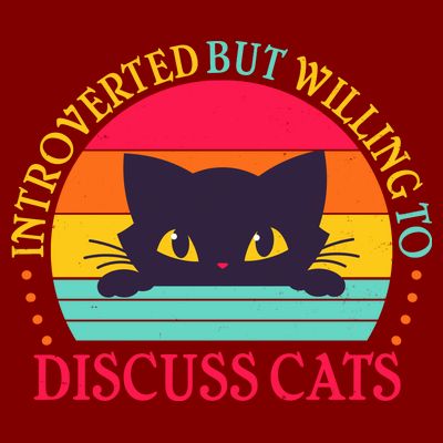 Funny Cute Retro Introverted But Willing To Discuss Cats T-Shirt