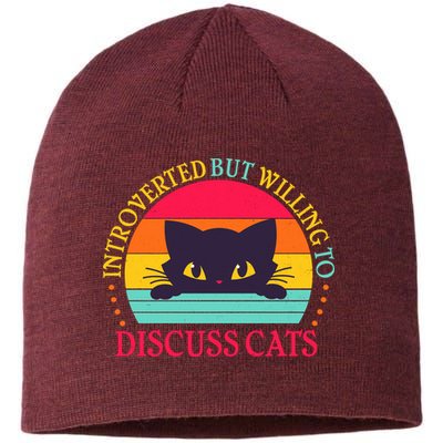 Funny Cute Retro Introverted But Willing To Discuss Cats Sustainable Beanie