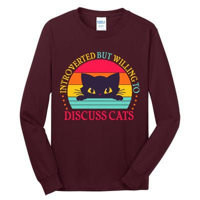 Funny Cute Retro Introverted But Willing To Discuss Cats Tall Long Sleeve T-Shirt