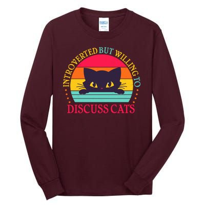 Funny Cute Retro Introverted But Willing To Discuss Cats Tall Long Sleeve T-Shirt