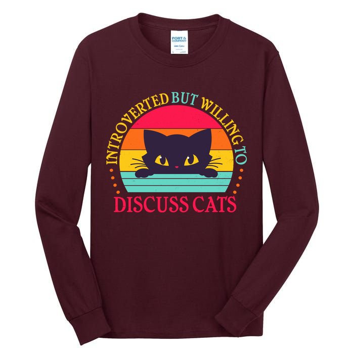 Funny Cute Retro Introverted But Willing To Discuss Cats Tall Long Sleeve T-Shirt