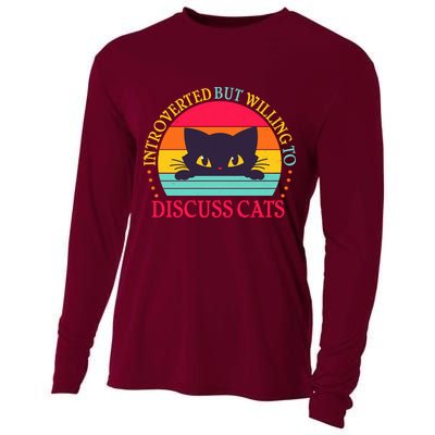 Funny Cute Retro Introverted But Willing To Discuss Cats Cooling Performance Long Sleeve Crew