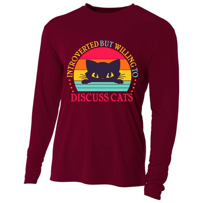 Funny Cute Retro Introverted But Willing To Discuss Cats Cooling Performance Long Sleeve Crew