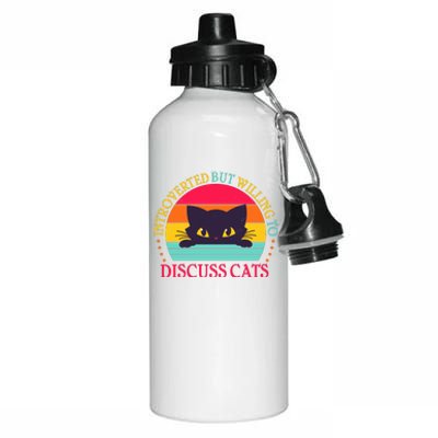 Funny Cute Retro Introverted But Willing To Discuss Cats Aluminum Water Bottle