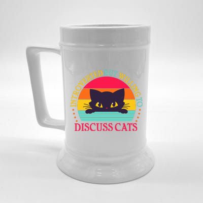 Funny Cute Retro Introverted But Willing To Discuss Cats Beer Stein