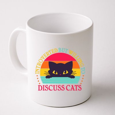 Funny Cute Retro Introverted But Willing To Discuss Cats Coffee Mug