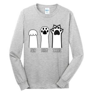 Funny Cat Rock Paper Scissors Cat Paws Cat Lover Tall Long Sleeve T-Shirt