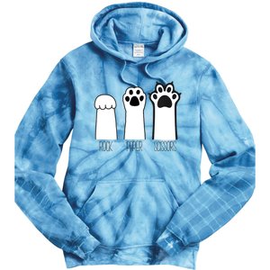 Funny Cat Rock Paper Scissors Cat Paws Cat Lover Tie Dye Hoodie