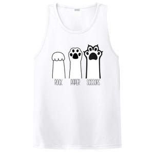 Funny Cat Rock Paper Scissors Cat Paws Cat Lover PosiCharge Competitor Tank