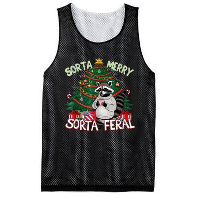 Funny Christmas Raccoon Sorta Merry Sorta Santa Feral Xmas Mesh Reversible Basketball Jersey Tank