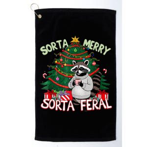 Funny Christmas Raccoon Sorta Merry Sorta Santa Feral Xmas Platinum Collection Golf Towel