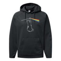 Funny Cat Rock Music Gift Funny Cat Performance Fleece Hoodie