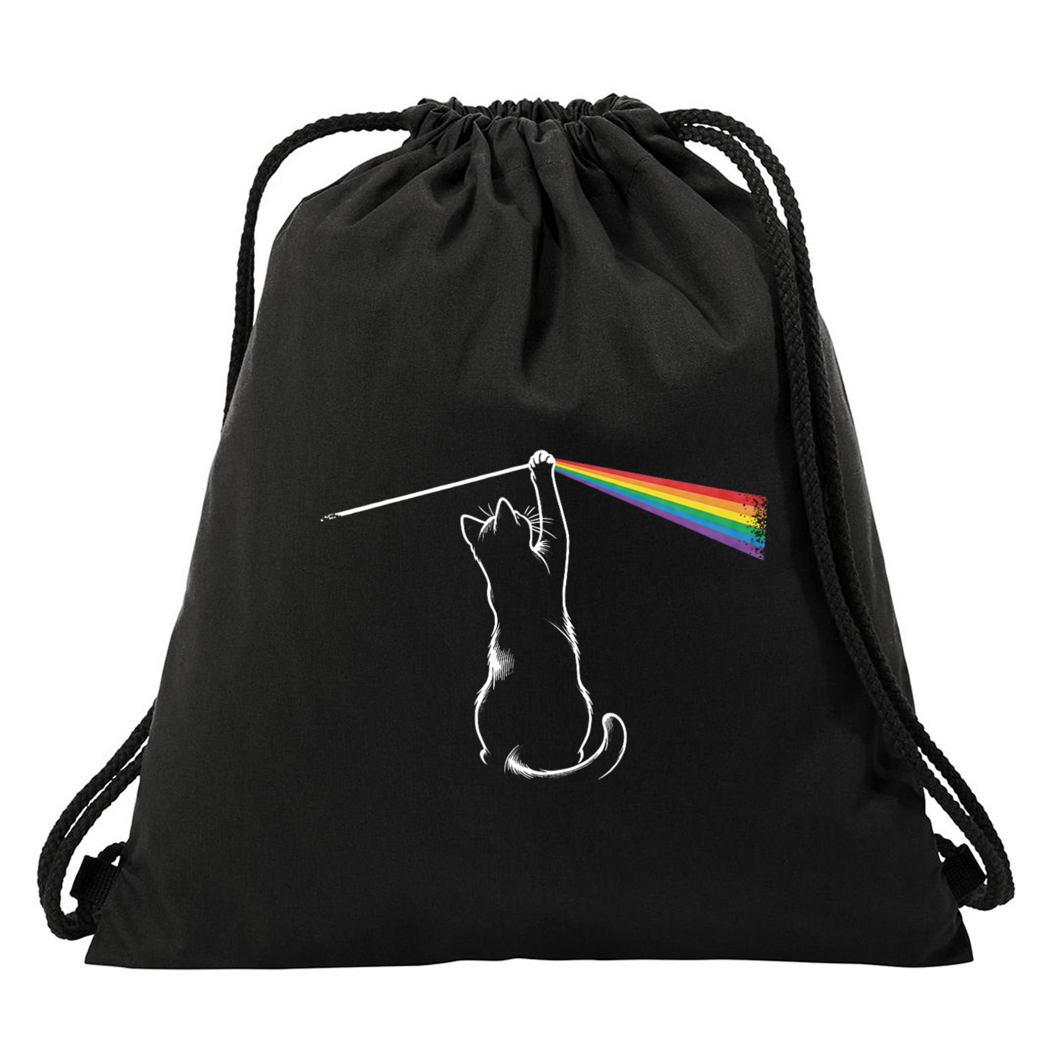Funny Cat Rock Music Gift Funny Cat Drawstring Bag
