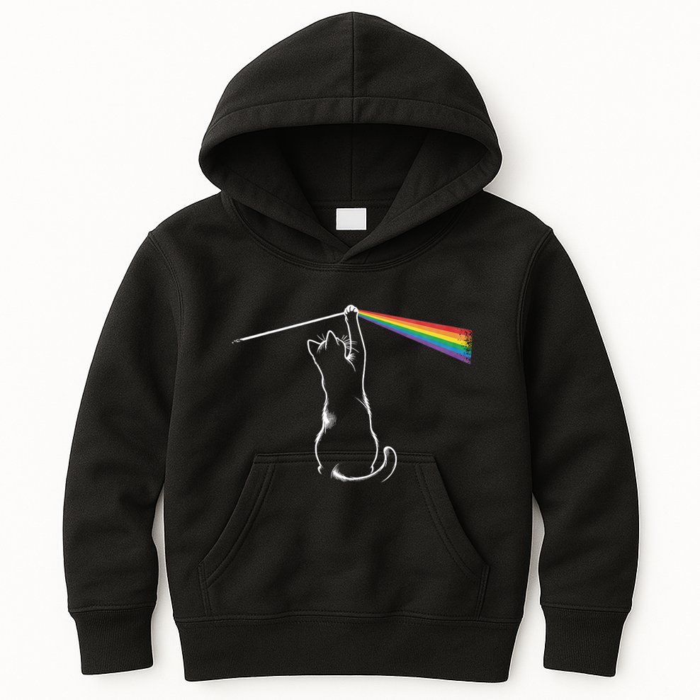Funny Cat Rock Music Gift Funny Cat Kids Hoodie