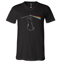 Funny Cat Rock Music Gift Funny Cat V-Neck T-Shirt