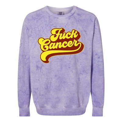 Fuck Cancer Retro 70s Gift For Cancer Survivor Colorblast Crewneck Sweatshirt