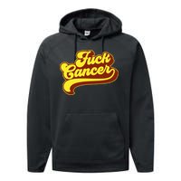 Fuck Cancer Retro 70s Gift For Cancer Survivor Performance Fleece Hoodie