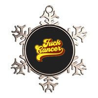 Fuck Cancer Retro 70s Gift For Cancer Survivor Metallic Star Ornament