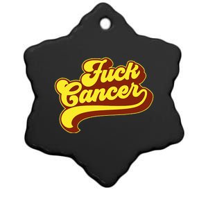 Fuck Cancer Retro 70s Gift For Cancer Survivor Ceramic Star Ornament