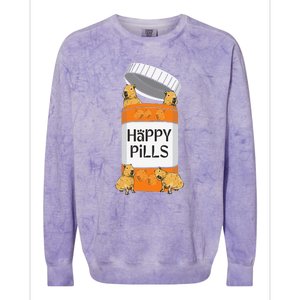 Funny Capibara Rodent Happy Pills Capybaras Capy Colorblast Crewneck Sweatshirt