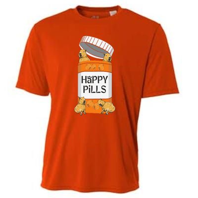 Funny Capibara Rodent Happy Pills Capybaras Capy Cooling Performance Crew T-Shirt