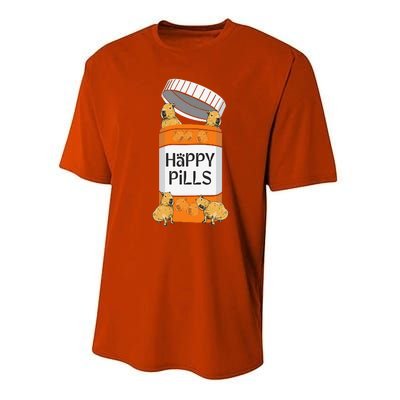 Funny Capibara Rodent Happy Pills Capybaras Capy Performance Sprint T-Shirt