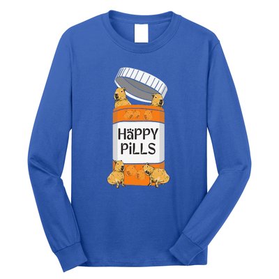 Funny Capibara Rodent Happy Pills Capybaras Capy Long Sleeve Shirt