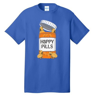 Funny Capibara Rodent Happy Pills Capybaras Capy Tall T-Shirt