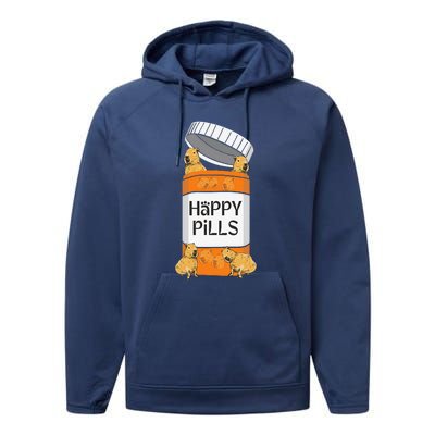 Funny Capibara Rodent Happy Pills Capybaras Capy Performance Fleece Hoodie