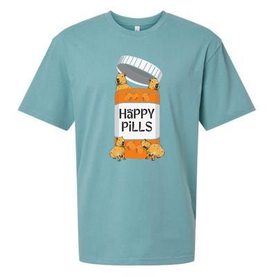 Funny Capibara Rodent Happy Pills Capybaras Capy Sueded Cloud Jersey T-Shirt