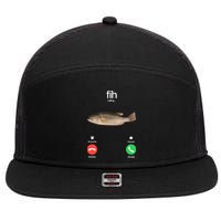 Fih Calling Remind Me Message Decline Accept Phone Call Fish 7 Panel Mesh Trucker Snapback Hat