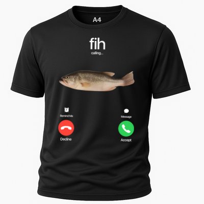 Fih Calling Remind Me Message Decline Accept Phone Call Fish Cooling Performance Crew T-Shirt