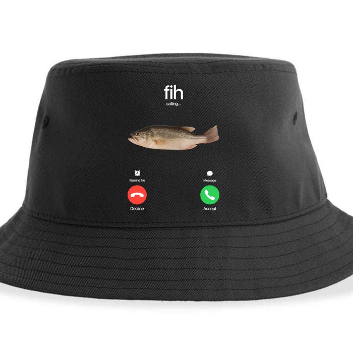 Fih Calling Remind Me Message Decline Accept Phone Call Fish Sustainable Bucket Hat