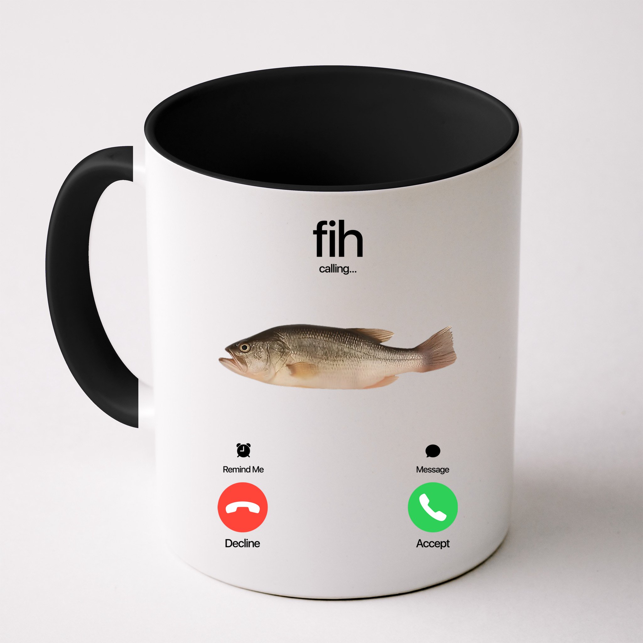 Fih Calling Remind Me Message Decline Accept Phone Call Fish Mug