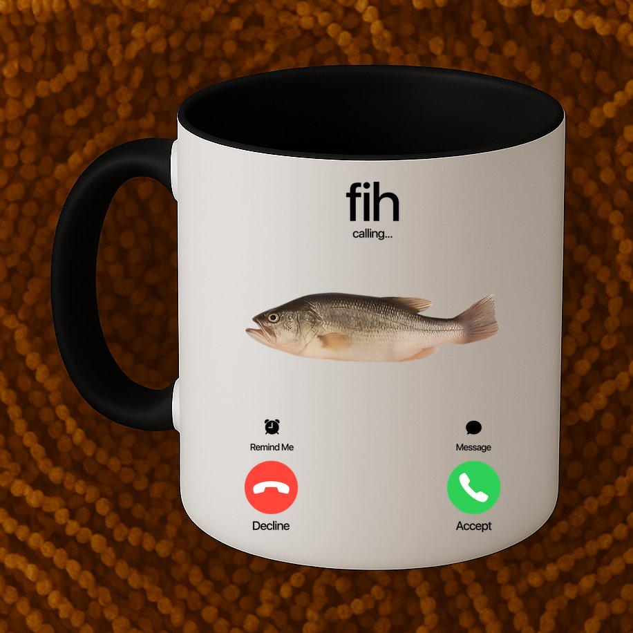 Fih Calling Remind Me Message Decline Accept Phone Call Fish Mug