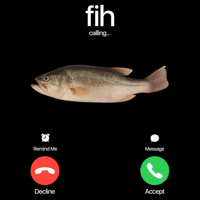 Fih Calling Remind Me Message Decline Accept Phone Call Fish Drawstring Bag