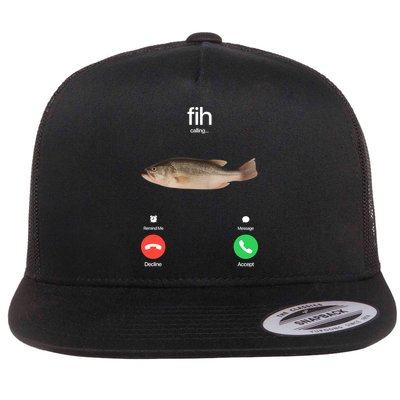 Fih Calling Remind Me Message Decline Accept Phone Call Fish Flat Bill Trucker Hat