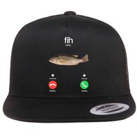 Fih Calling Remind Me Message Decline Accept Phone Call Fish Flat Bill Trucker Hat