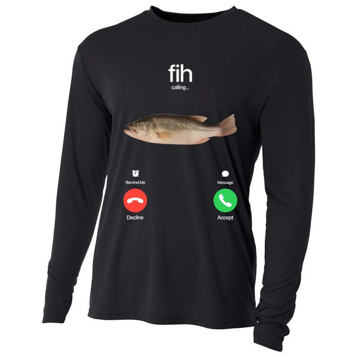 Fih Calling Remind Me Message Decline Accept Phone Call Fish Cooling Performance Long Sleeve Crew