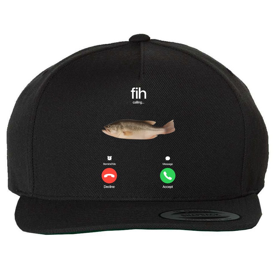 Fih Calling Remind Me Message Decline Accept Phone Call Fish Wool Snapback Cap