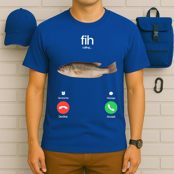 Fih Calling Remind Me Message Decline Accept Phone Call Fish T-Shirt