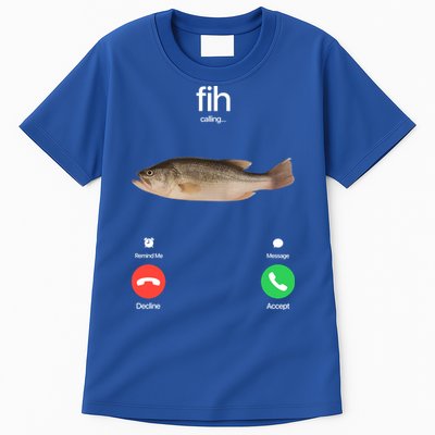 Fih Calling Remind Me Message Decline Accept Phone Call Fish Tall T-Shirt