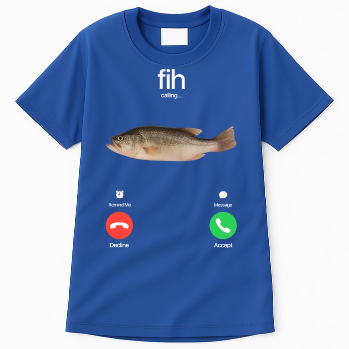 Fih Calling Remind Me Message Decline Accept Phone Call Fish Tall T-Shirt