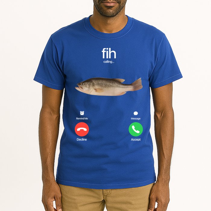 Fih Calling Remind Me Message Decline Accept Phone Call Fish Tall T-Shirt