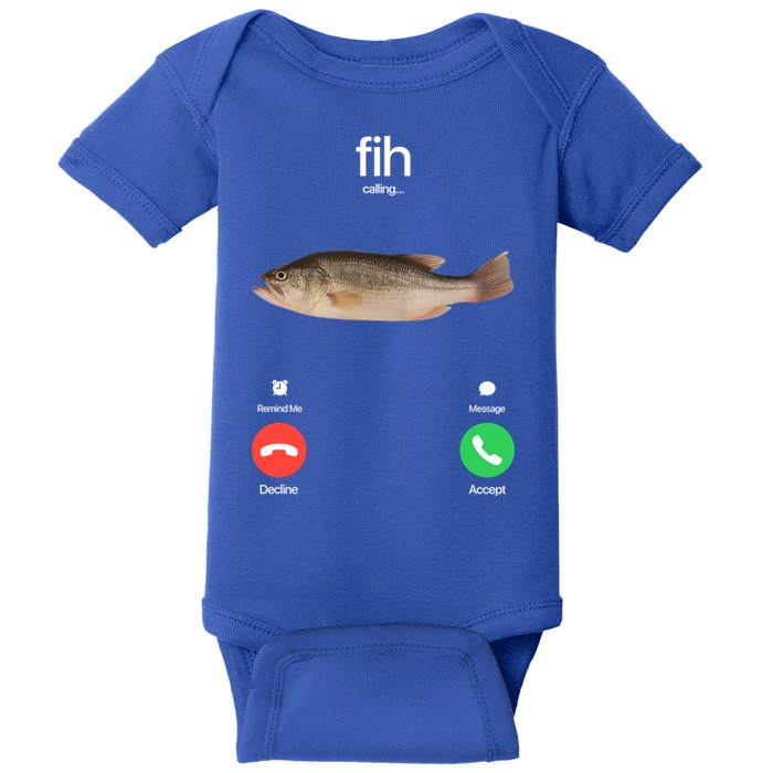 Fih Calling Remind Me Message Decline Accept Phone Call Fish Baby Bodysuit