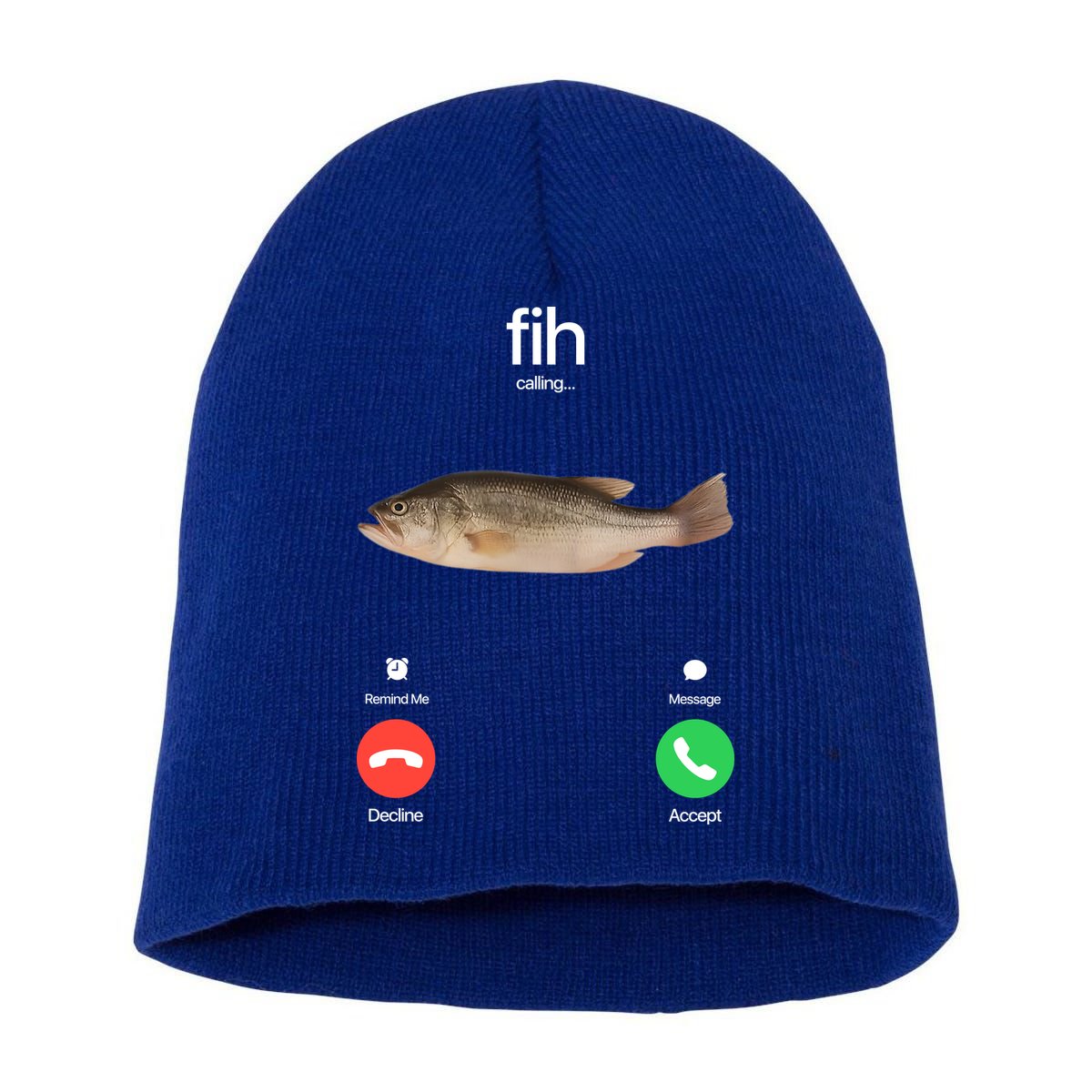 Fih Calling Remind Me Message Decline Accept Phone Call Fish Short Acrylic Beanie