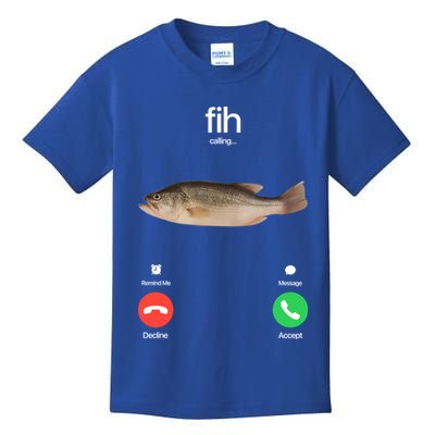 Fih Calling Remind Me Message Decline Accept Phone Call Fish Kids T-Shirt