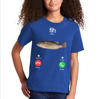 Fih Calling Remind Me Message Decline Accept Phone Call Fish Kids T-Shirt
