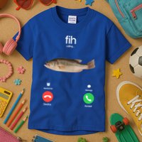 Fih Calling Remind Me Message Decline Accept Phone Call Fish Kids T-Shirt